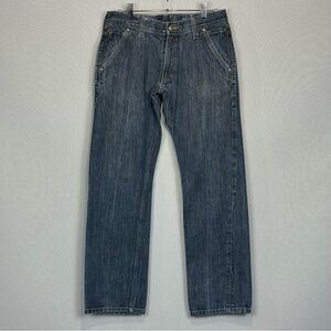 Levis Jeans Men 32x32 514 LVC Selvedge Buckle Back Slim Straight Dark Wash Denim